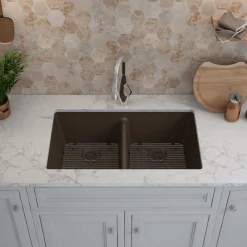 32" Equal Double Bowl Quartz Composite Sink