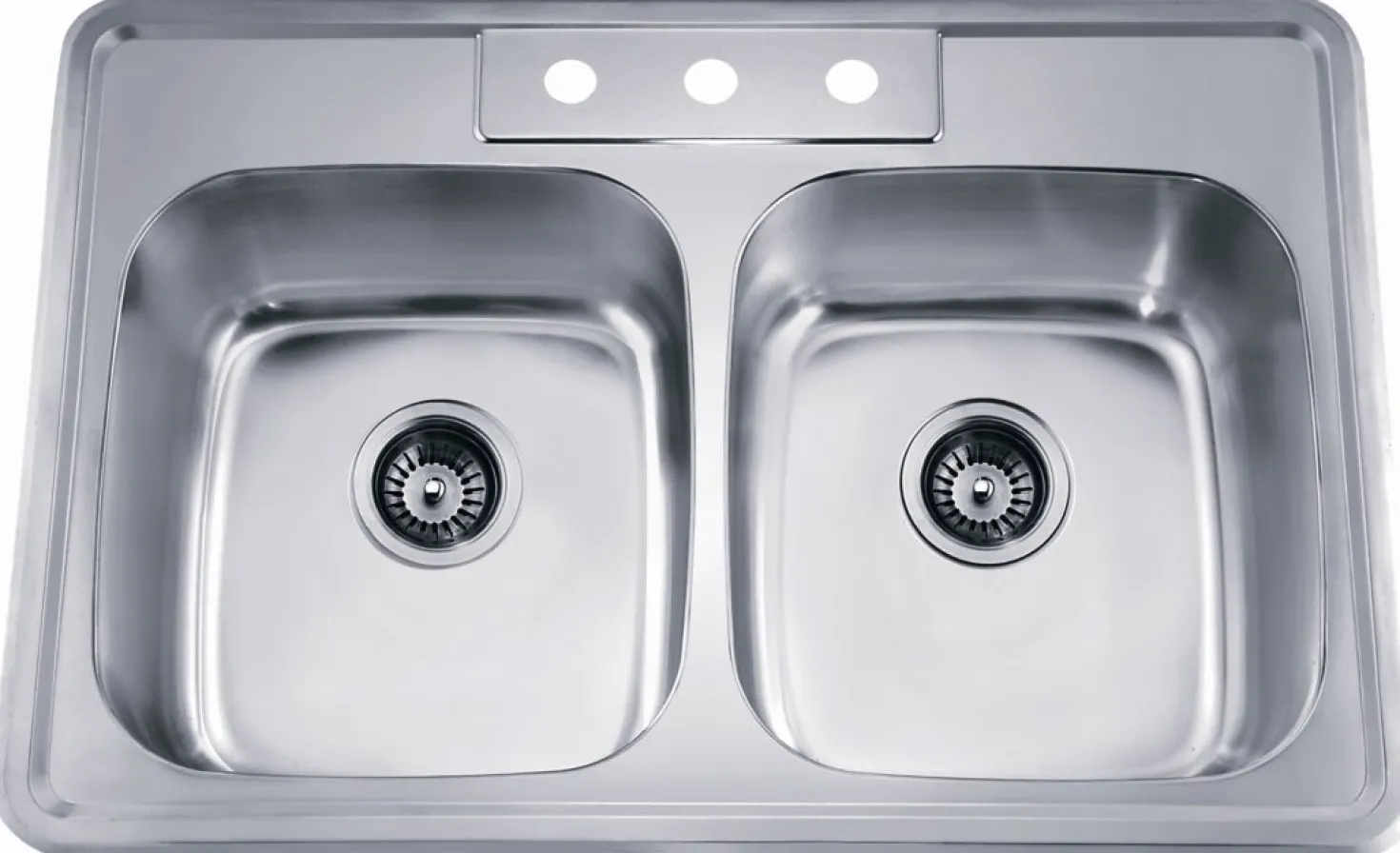 34" Equal Double Bowl Topmount 20 Gauge Stainless Steel Kitchen Sink