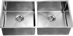 Extra Large 44" Equal Double Bowl Kitchen Sink with Small Radius Corners