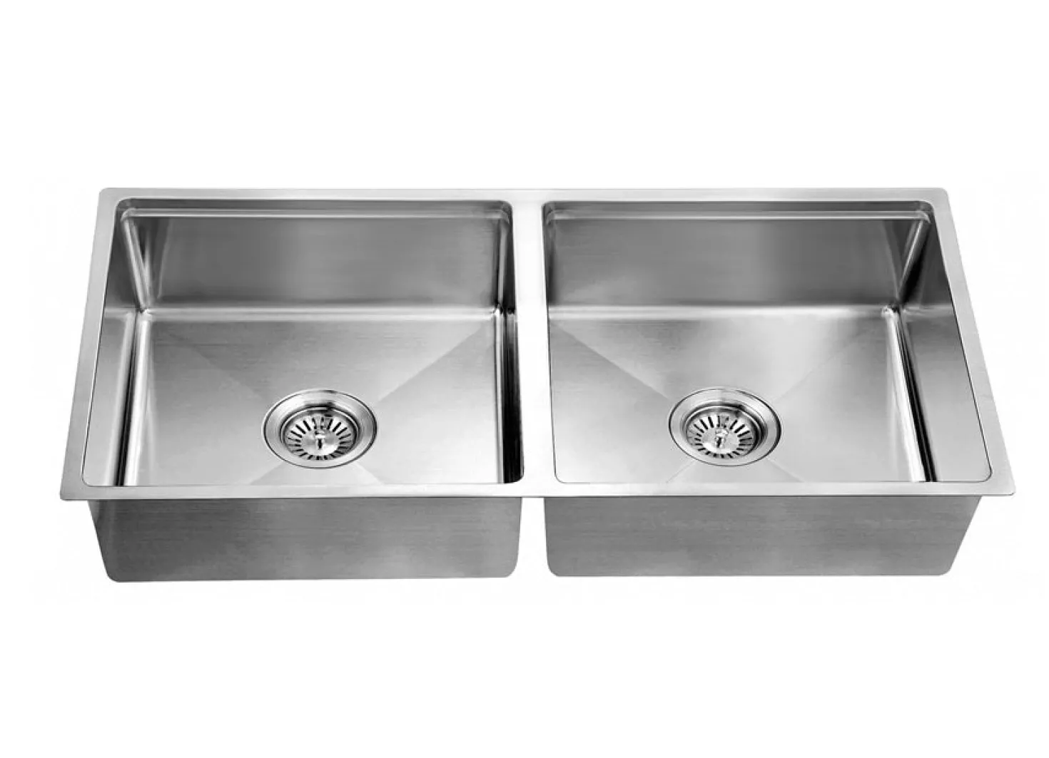 Extra Large 48" Workstation Equal Double Bowl Kitchen Sink with Small Radius Corners