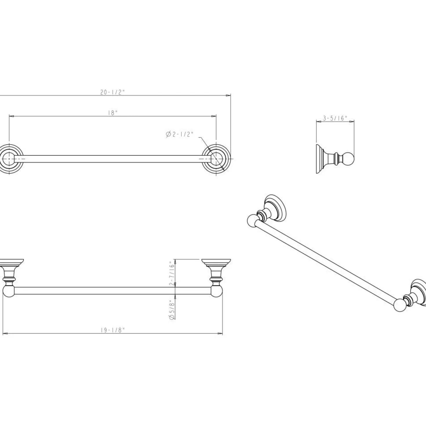 Fairview Conventional 18" Towel Towel Bar