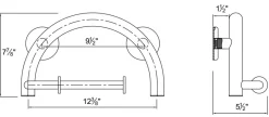Half Moon Grab Bar with Toilet Paper Holder