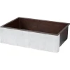33" Hammered Copper Apron Front Single Basin Kitchen Sink in Glazed White