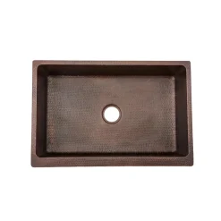 30" Hammered Copper Apron Front Single Basin Kitchen Sink in Glazed Black