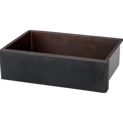 33" Hammered Copper Apron Front Single Basin Kitchen Sink in Glazed Black