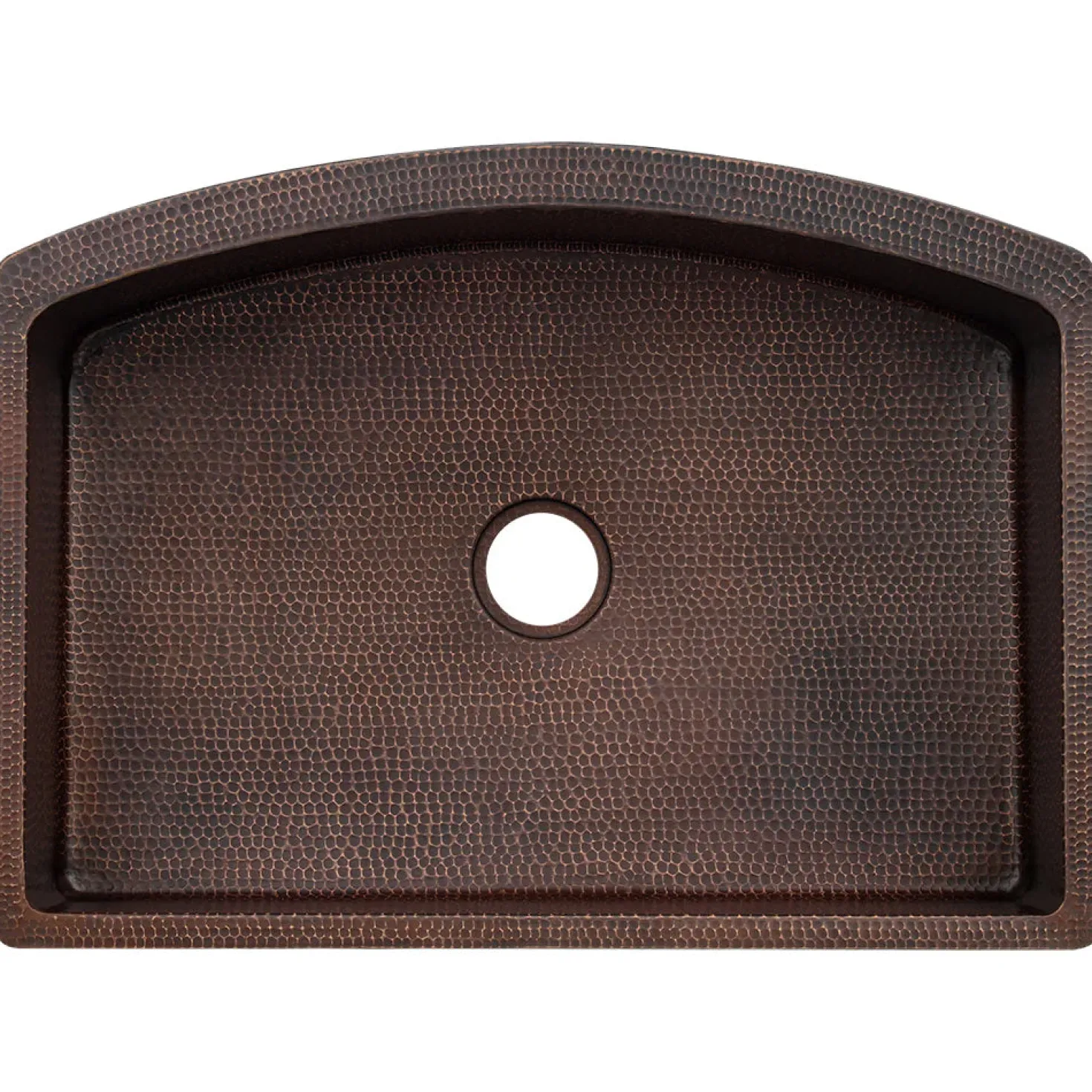 33" Hammered Copper Rounded Apron Front Single Basin Kitchen Sink in Glazed Black