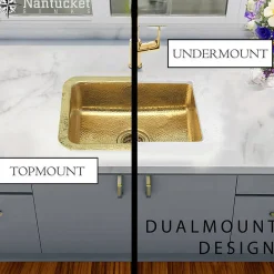 20" Hand-Hammered Brass Dual Mount Bar Sink