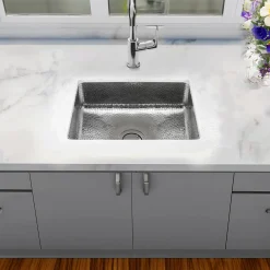 20" Hand-Hammered Stainless Steel Dual Mount Bar Sink