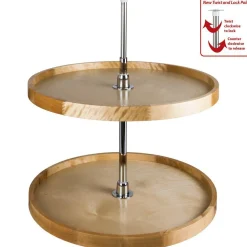 Hardware Resources 18" Diameter Round Wood Lazy Susan Set with Twist and Lock Pole
