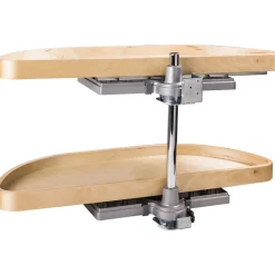 Hardware Resources Half-Moon Lazy Susan Set with Wood Trays