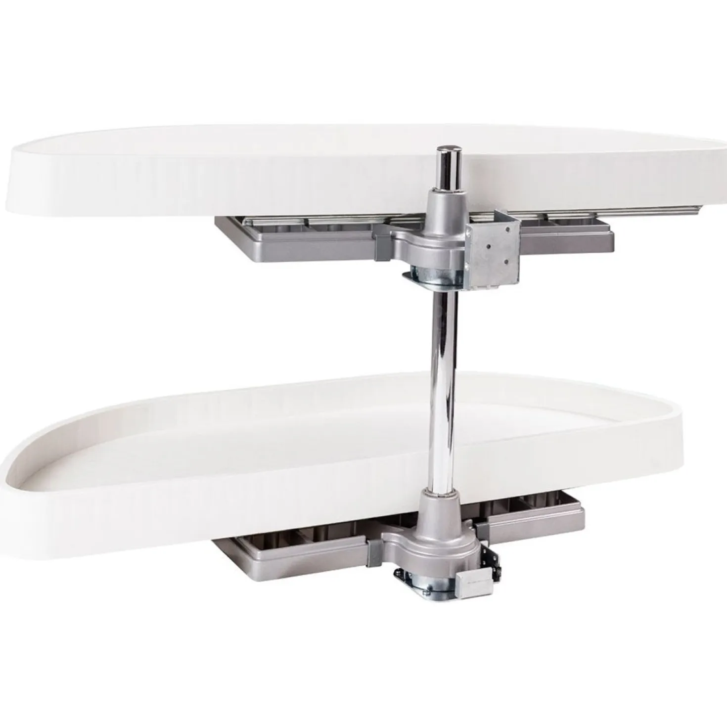Hardware Resources Half-Moon Lazy Susan Set with White Plastic Trays
