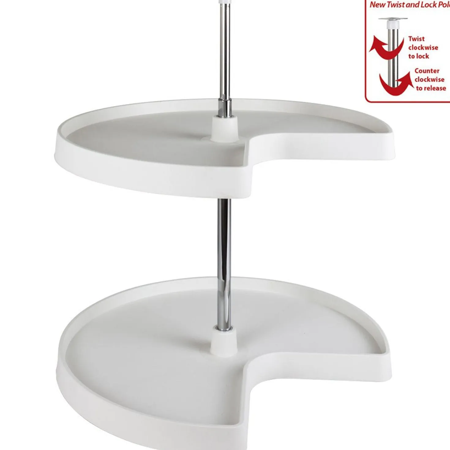 Hardware Resources Kidney Plastic Lazy Susan Set with Twist and Lock Pole