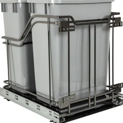 Hardware Resources Metal Double Trashcan Black Nickel with Grey