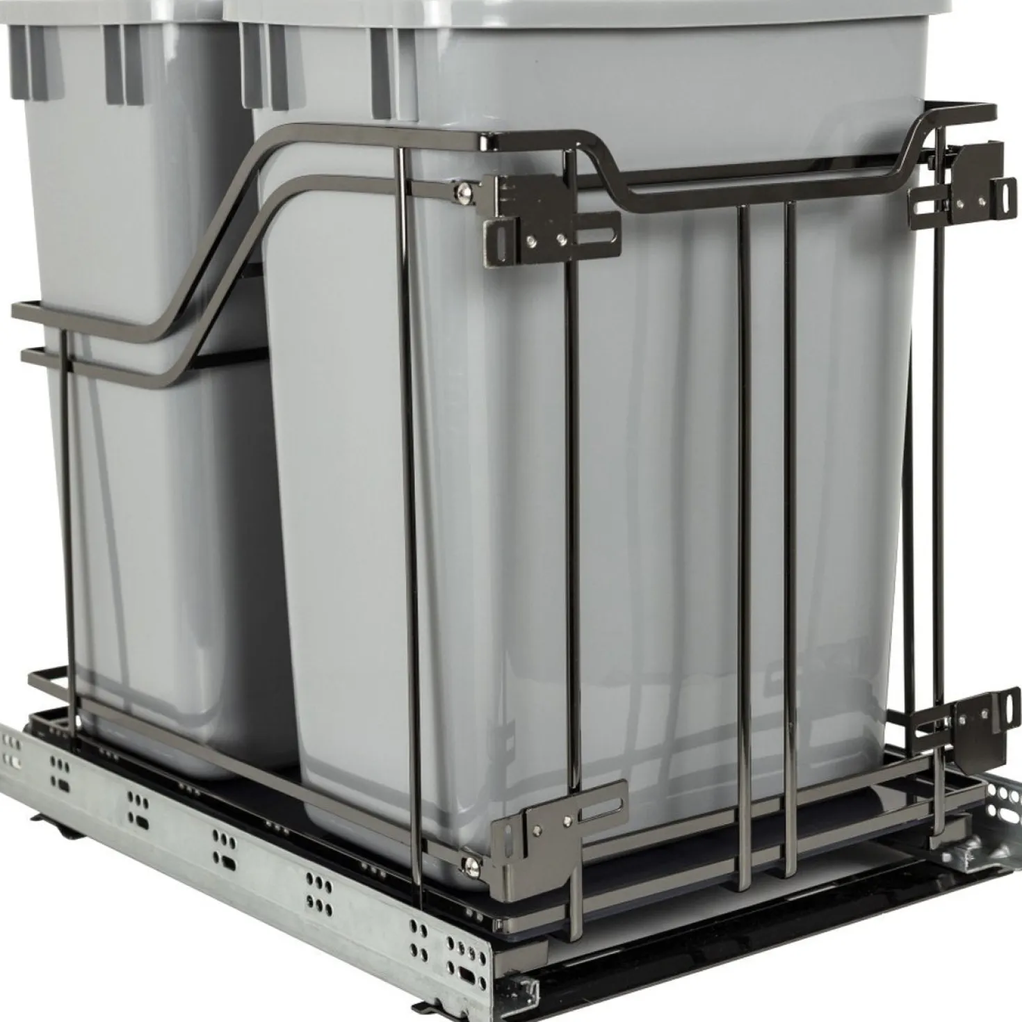 Hardware Resources Metal Double Trashcan Black Nickel with Grey