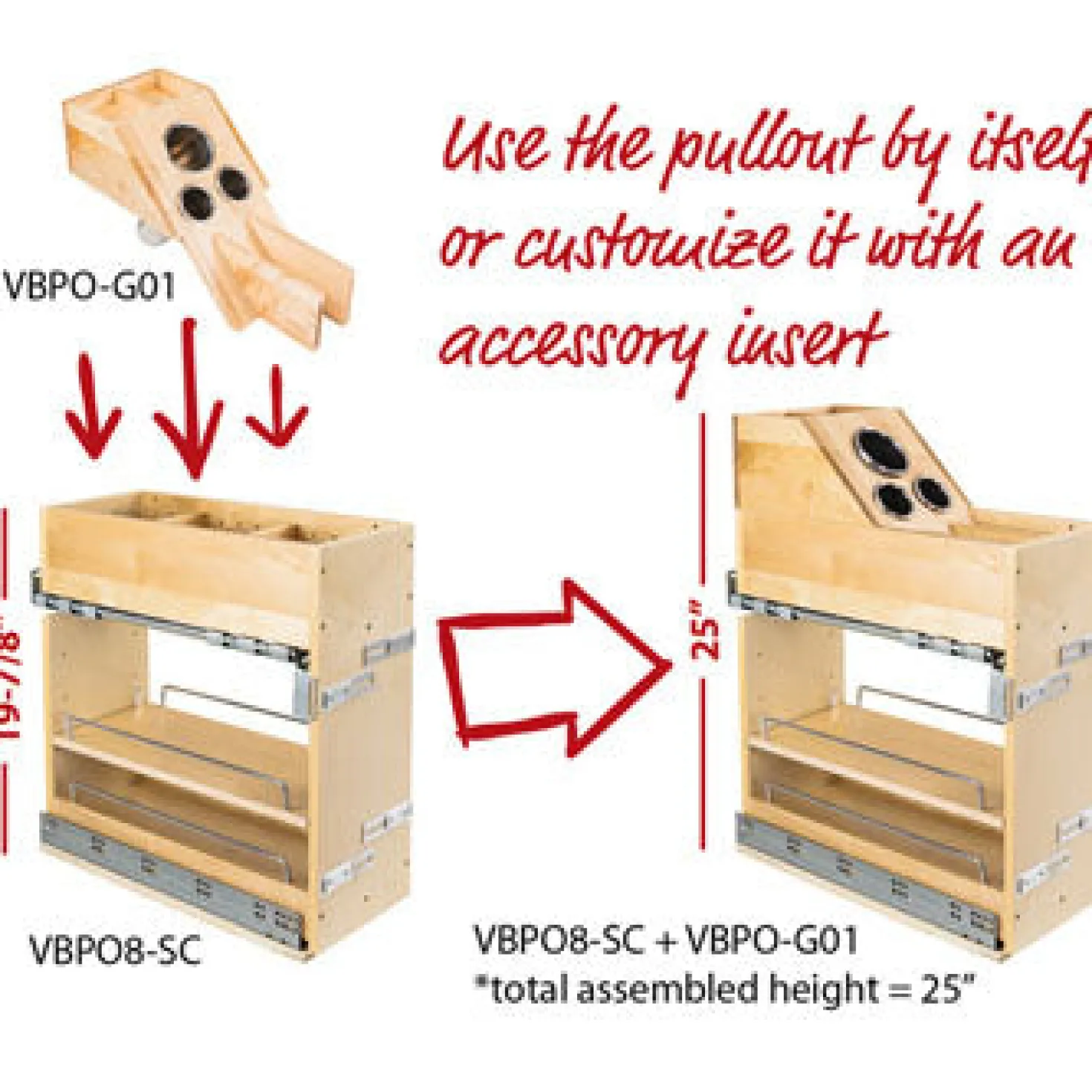 Hardware Resources No Wiggle 8" Vanity-height Cabinet Pullout