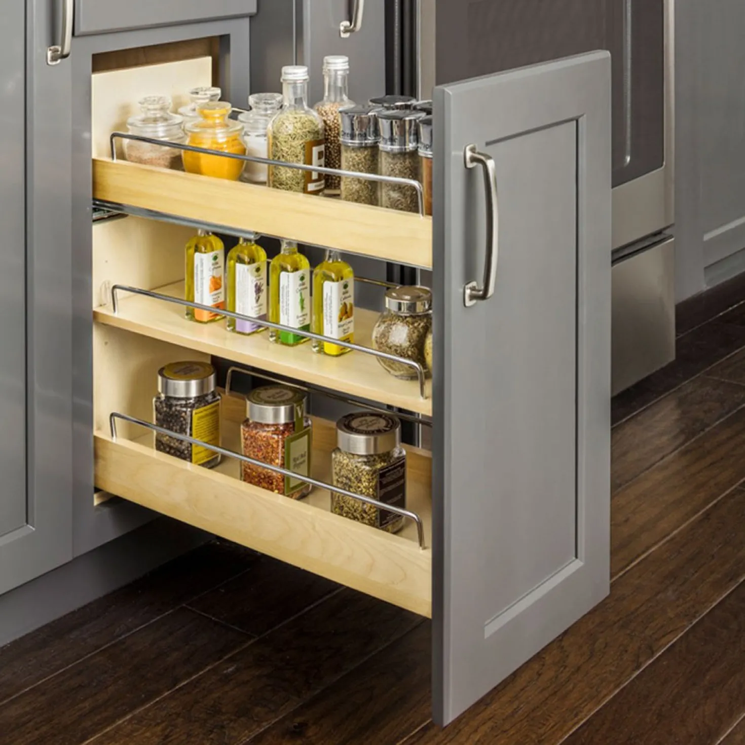 Hardware Resources "No Wiggle" Under Drawer Base Cabinet Pullout Built on Premium Soft-close Slides