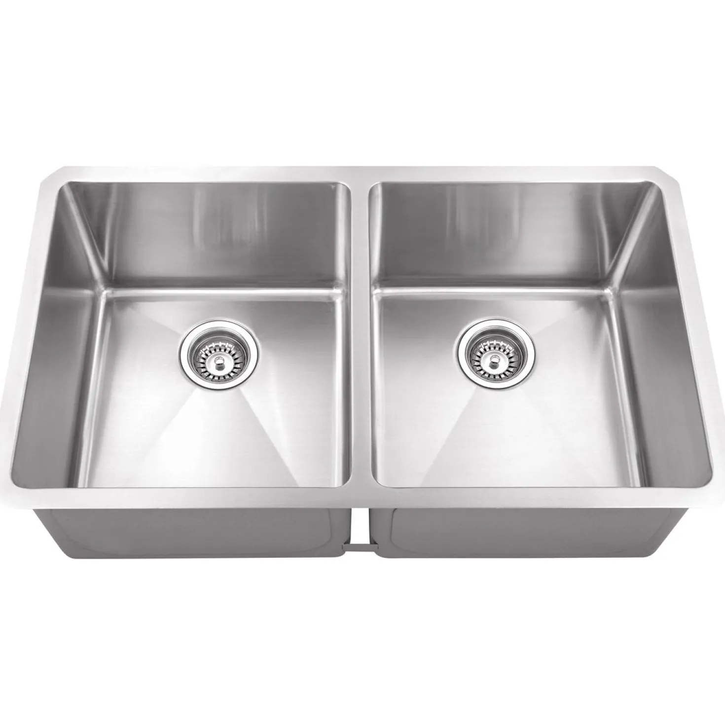 Hardware Resources Stainless Steel 16 Gauge Fabricated Kitchen Sink with Two Equal Bowls