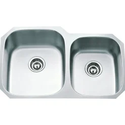 Hardware Resources Stainless Steel 18 Gauge Kitchen Sink with Two Unequal Bowls