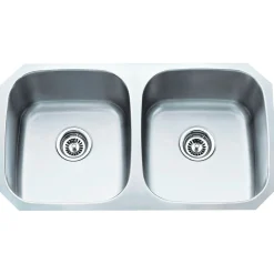 Hardware Resources Stainless Steel 18 Gauge Kitchen Sink with Two Equal Bowls