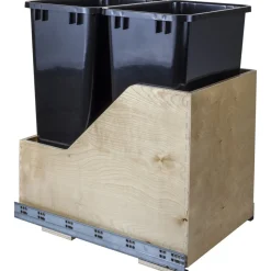 Hardware Resources White Birch Preassembled 50 Quart Double Pullout Waste Container System