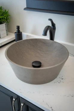 16-in Round Sloped Vessel Sink in Molly Grey Marble