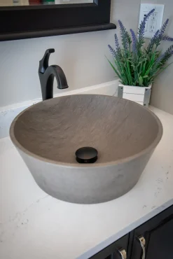 16-in Round Sloped Vessel Sink in Molly Grey Marble