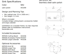 Inteos 30" Single Bowl Reversible Undermount Stainless Steel Workstation Kitchen Sink