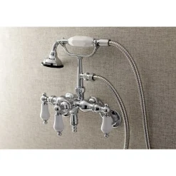 Kingston Brass AE421TX-P Aqua Vintage 3-3/8-Inch Adjustable Wall Mount Clawfoot Tub Faucet with Hand Shower
