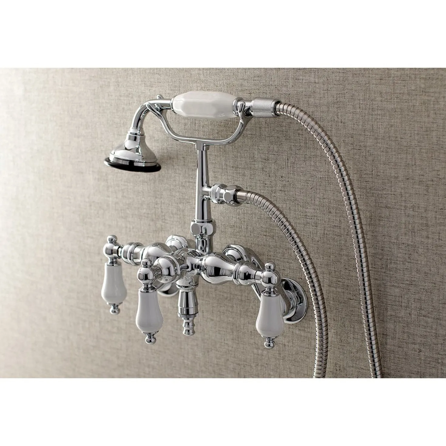 Kingston Brass AE421TX-P Aqua Vintage 3-3/8-Inch Adjustable Wall Mount Clawfoot Tub Faucet with Hand Shower