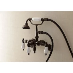Kingston Brass AE421TX-P Aqua Vintage 3-3/8-Inch Adjustable Wall Mount Clawfoot Tub Faucet with Hand Shower