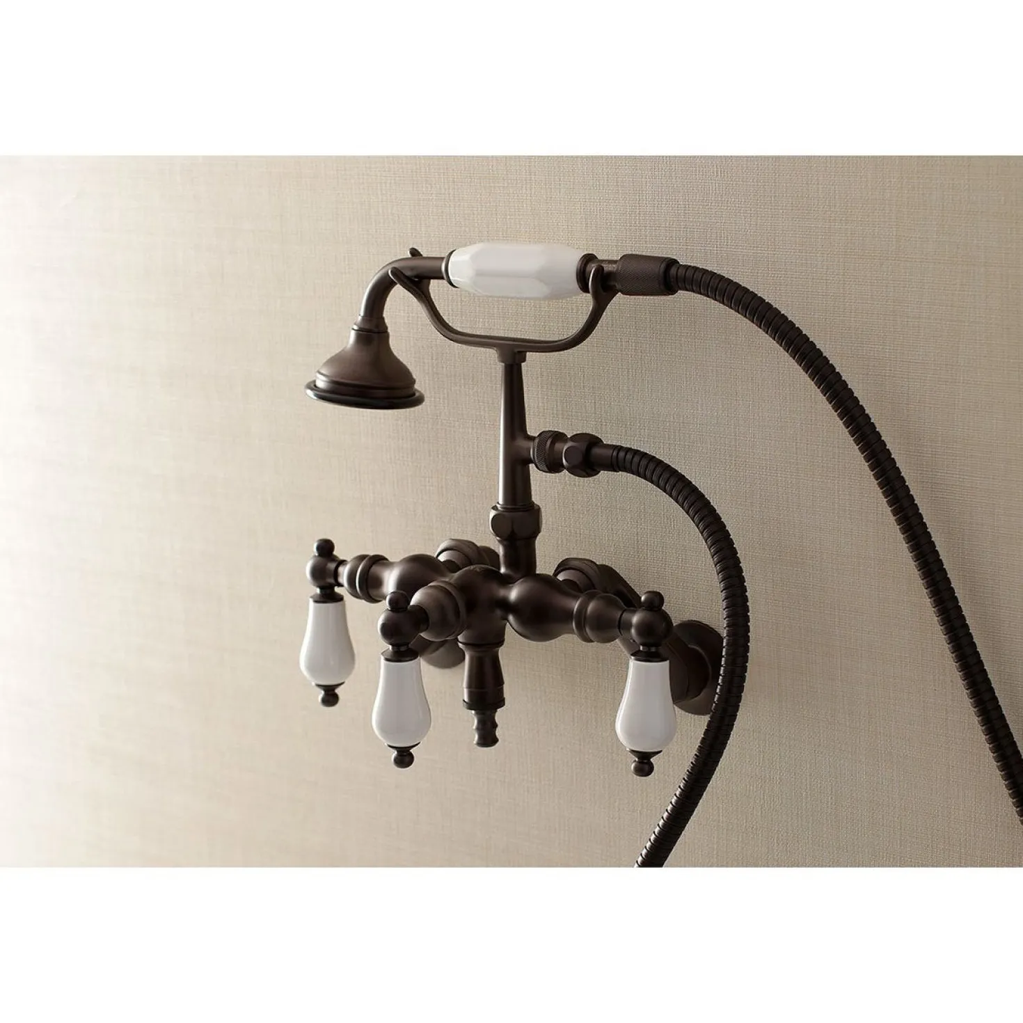Kingston Brass AE421TX-P Aqua Vintage 3-3/8-Inch Adjustable Wall Mount Clawfoot Tub Faucet with Hand Shower