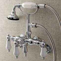 Kingston Brass AE421TX-P Aqua Vintage 3-3/8-Inch Adjustable Wall Mount Clawfoot Tub Faucet with Hand Shower
