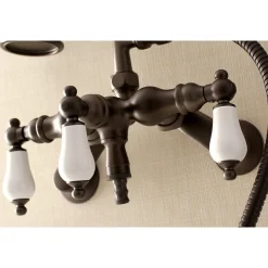 Kingston Brass AE421TX-P Aqua Vintage 3-3/8-Inch Adjustable Wall Mount Clawfoot Tub Faucet with Hand Shower