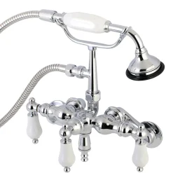 Kingston Brass AE421TX-P Aqua Vintage 3-3/8-Inch Adjustable Wall Mount Clawfoot Tub Faucet with Hand Shower