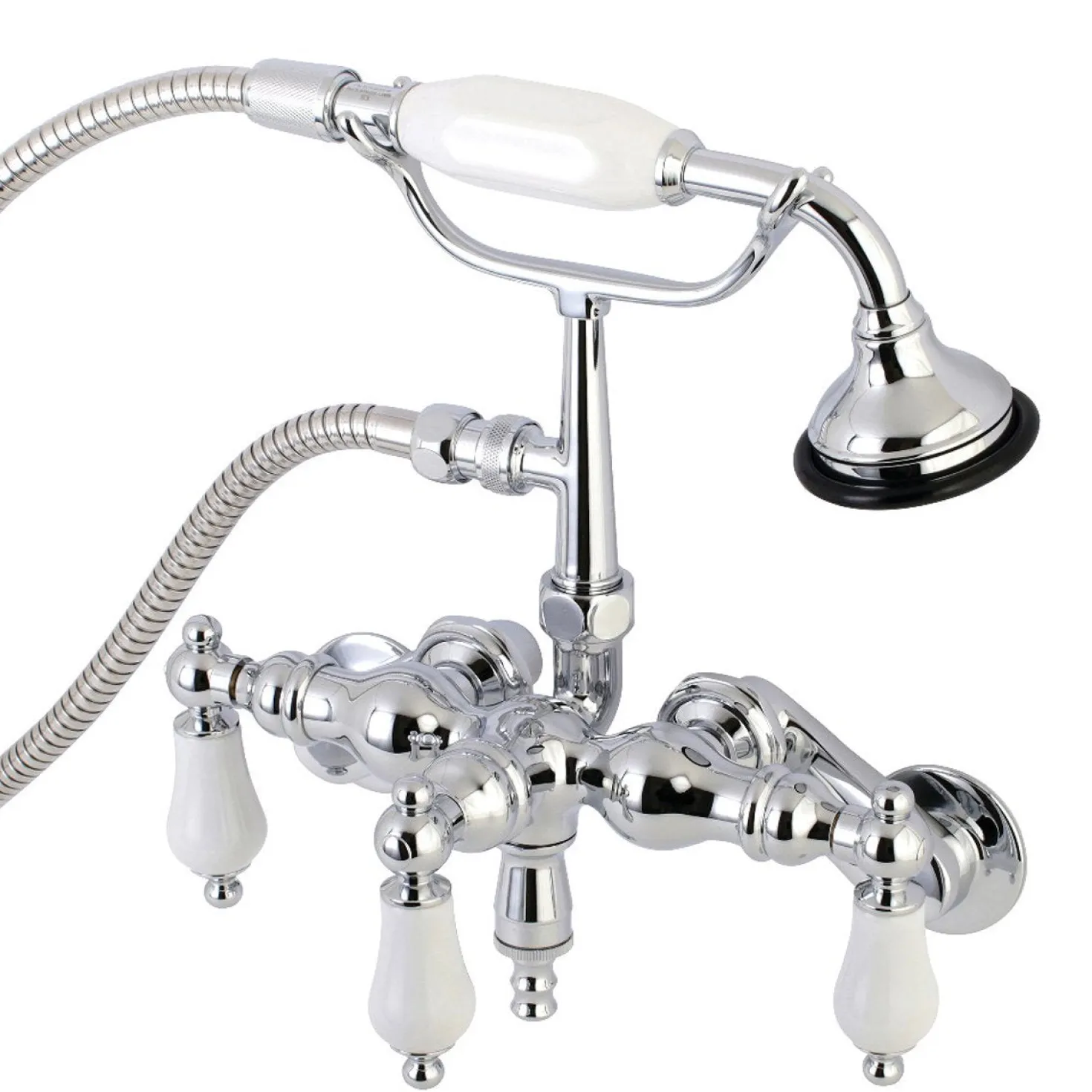 Kingston Brass AE421TX-P Aqua Vintage 3-3/8-Inch Adjustable Wall Mount Clawfoot Tub Faucet with Hand Shower