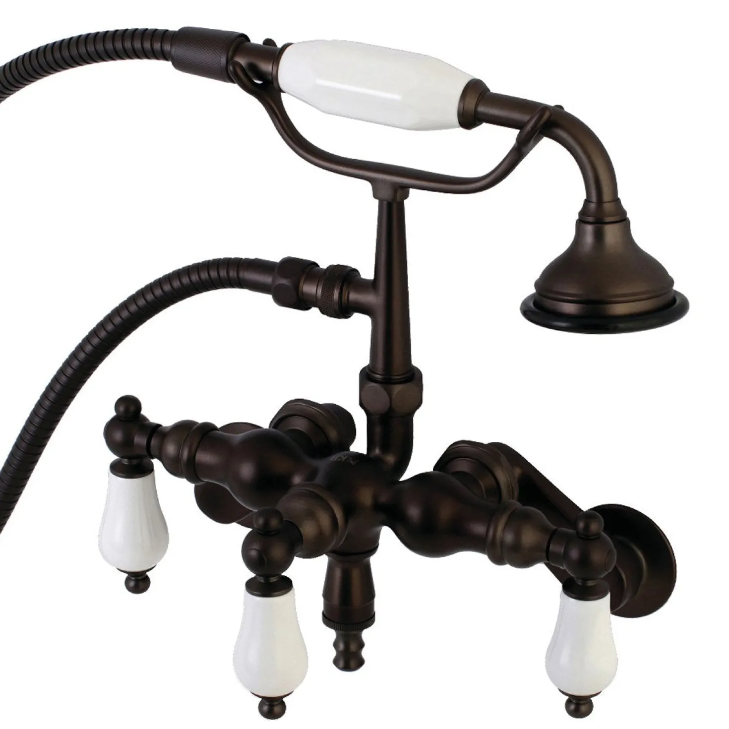 Kingston Brass AE421TX-P Aqua Vintage 3-3/8-Inch Adjustable Wall Mount Clawfoot Tub Faucet with Hand Shower