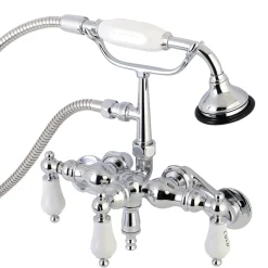 Kingston Brass AE423TX-P Aqua Vintage 3-3/8-Inch Adjustable Wall Mount Clawfoot Tub Faucet with Hand Shower
