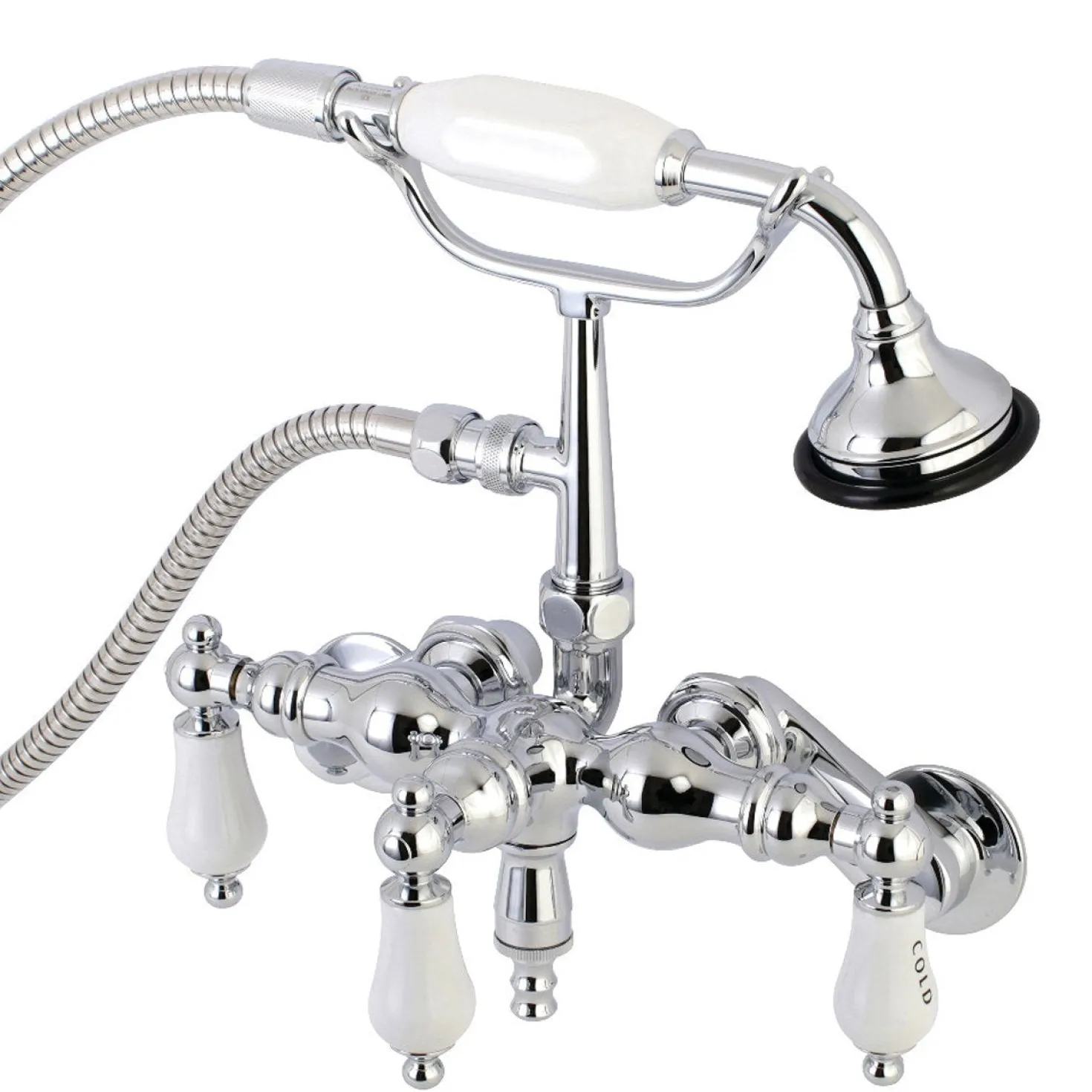 Kingston Brass AE423TX-P Aqua Vintage 3-3/8-Inch Adjustable Wall Mount Clawfoot Tub Faucet with Hand Shower