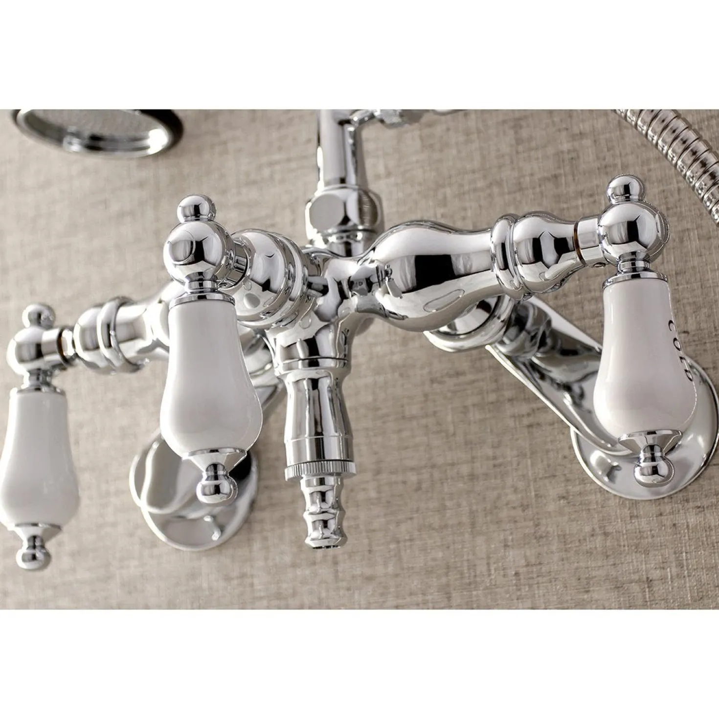 Kingston Brass AE423TX-P Aqua Vintage 3-3/8-Inch Adjustable Wall Mount Clawfoot Tub Faucet with Hand Shower