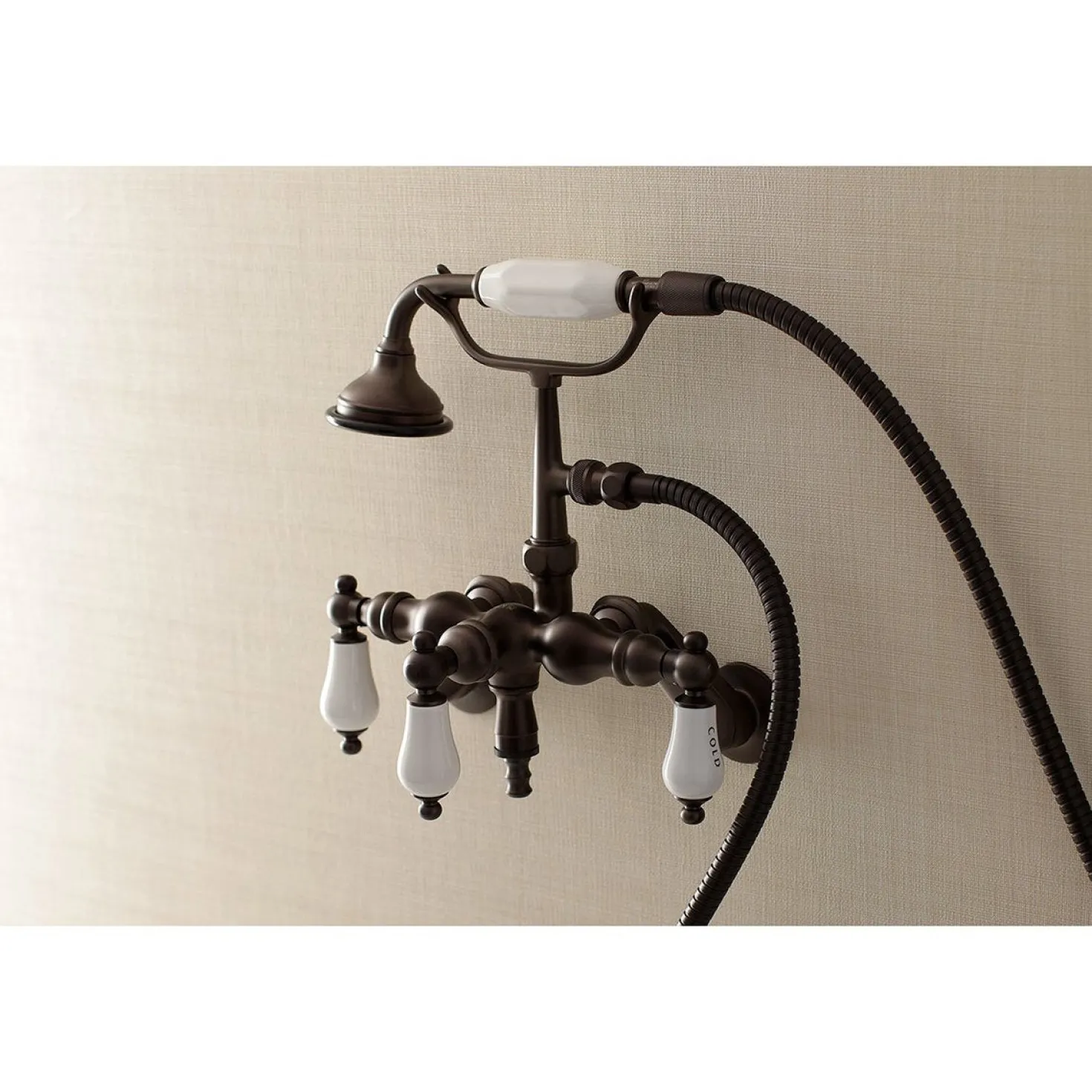 Kingston Brass AE423TX-P Aqua Vintage 3-3/8-Inch Adjustable Wall Mount Clawfoot Tub Faucet with Hand Shower