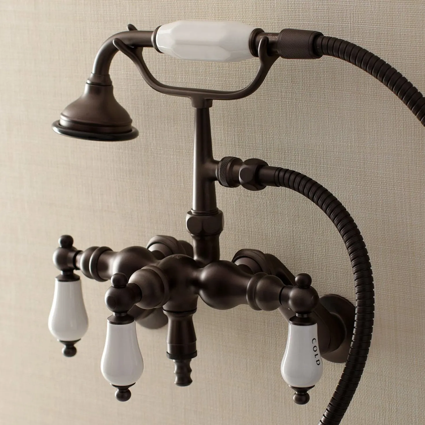 Kingston Brass AE423TX-P Aqua Vintage 3-3/8-Inch Adjustable Wall Mount Clawfoot Tub Faucet with Hand Shower