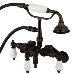 Kingston Brass AE423TX-P Aqua Vintage 3-3/8-Inch Adjustable Wall Mount Clawfoot Tub Faucet with Hand Shower