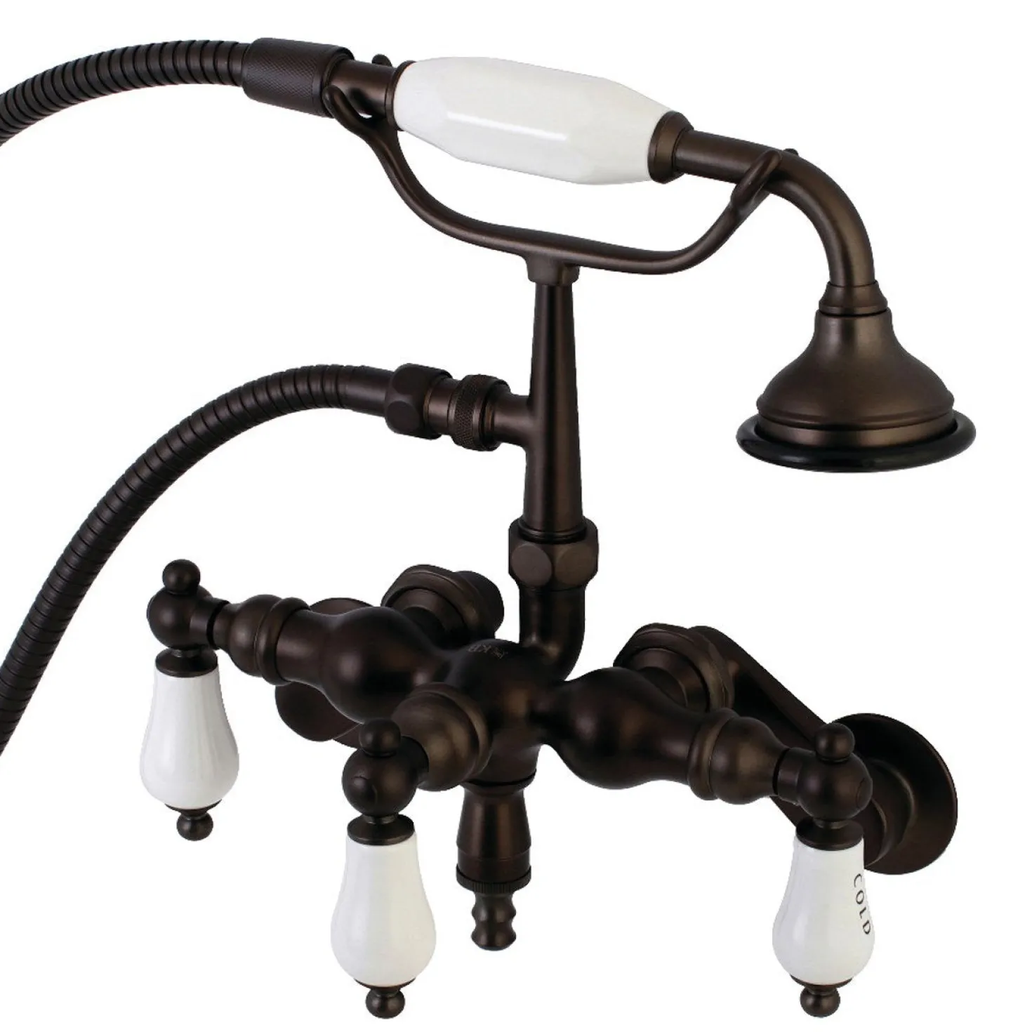 Kingston Brass AE423TX-P Aqua Vintage 3-3/8-Inch Adjustable Wall Mount Clawfoot Tub Faucet with Hand Shower