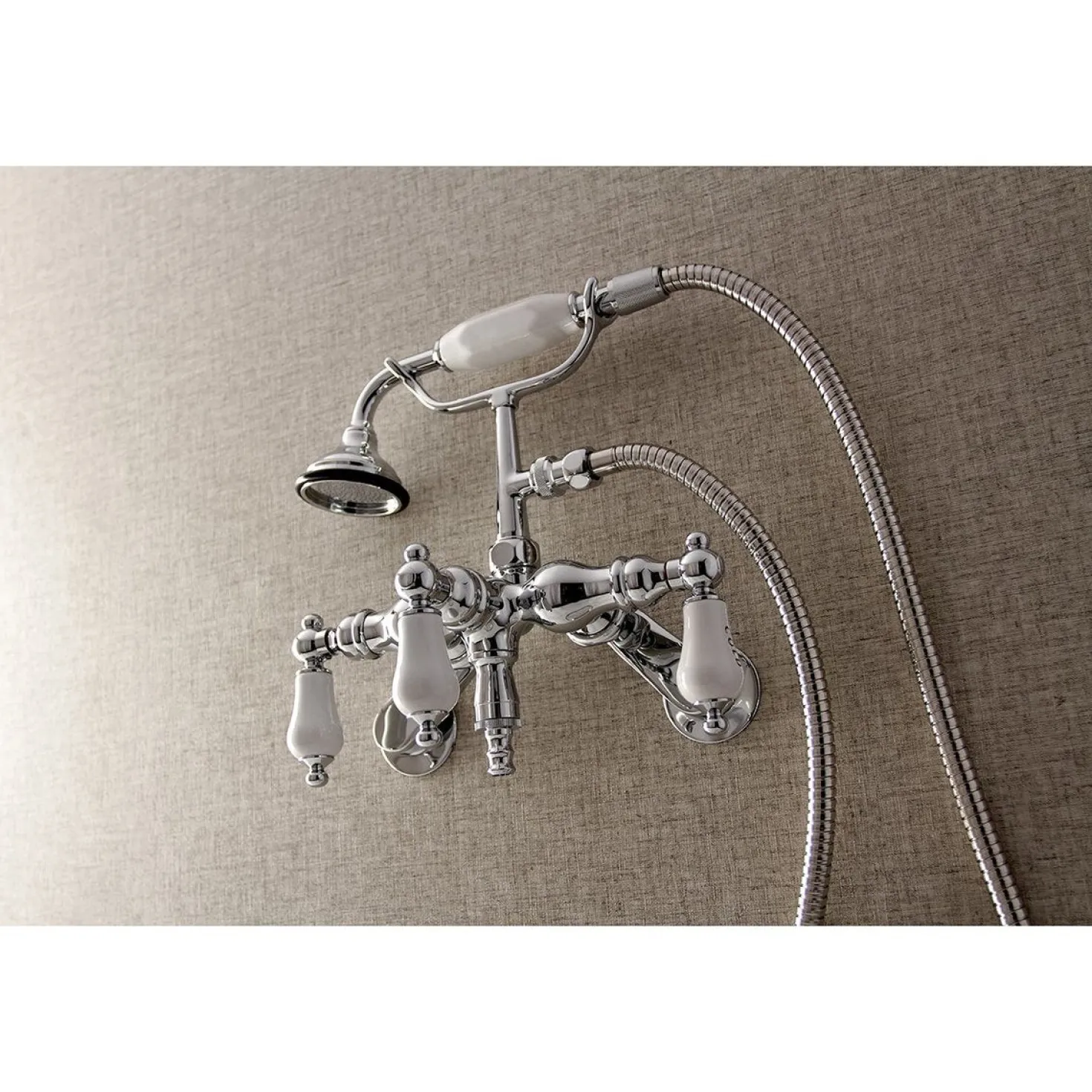 Kingston Brass AE423TX-P Aqua Vintage 3-3/8-Inch Adjustable Wall Mount Clawfoot Tub Faucet with Hand Shower