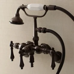 Kingston Brass AE419TX-P Aqua Vintage 3-3/8-Inch Adjustable Wall Mount Clawfoot Tub Faucet with Hand Shower