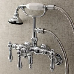 Kingston Brass AE419TX-P Aqua Vintage 3-3/8-Inch Adjustable Wall Mount Clawfoot Tub Faucet with Hand Shower