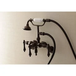 Kingston Brass AE419TX-P Aqua Vintage 3-3/8-Inch Adjustable Wall Mount Clawfoot Tub Faucet with Hand Shower