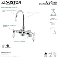 Kingston Brass AE93TX-P Aqua Vintage 3-3/8-Inch Deck Mount Tub Faucet