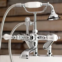 Kingston Brass AE653TX-P Aqua Vintage 7-Inch Adjustable Clawfoot Tub Faucet with Hand Shower in Polished Chrome