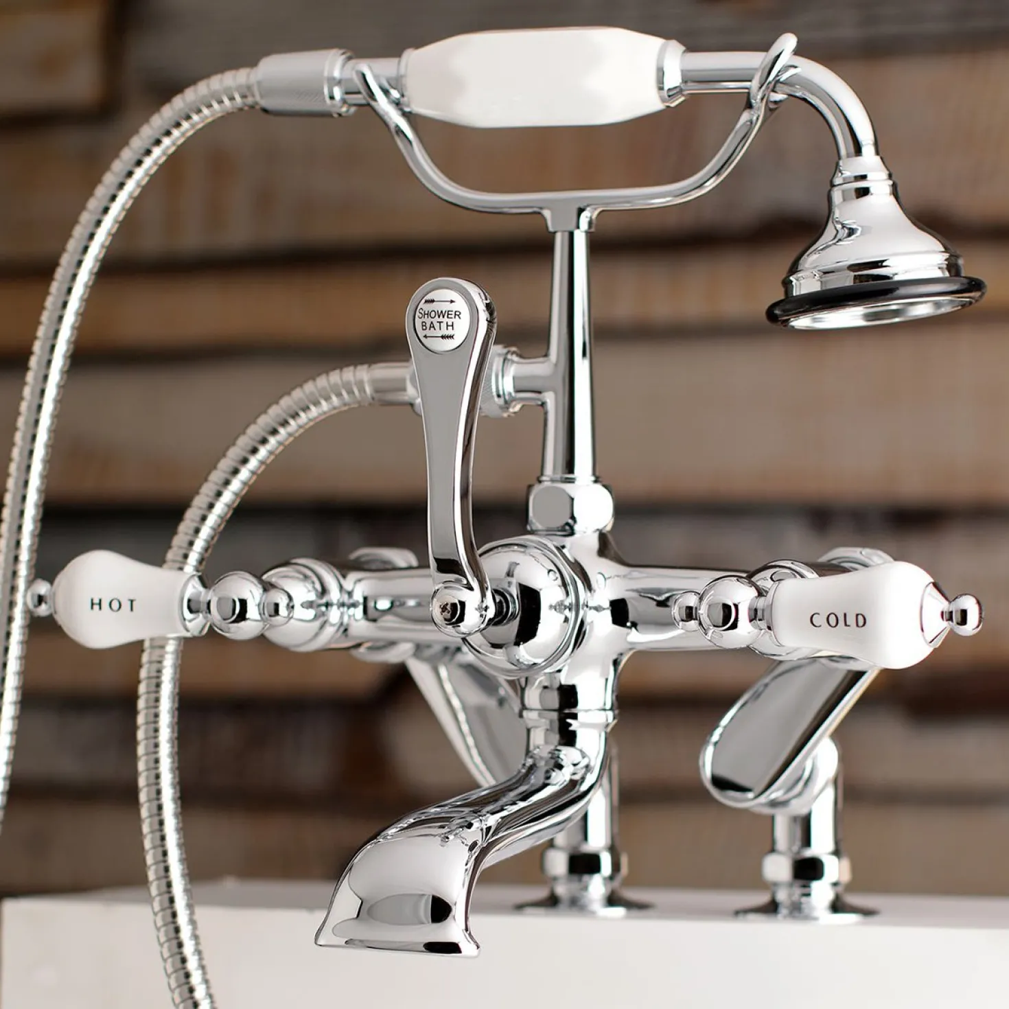Kingston Brass AE653TX-P Aqua Vintage 7-Inch Adjustable Clawfoot Tub Faucet with Hand Shower in Polished Chrome